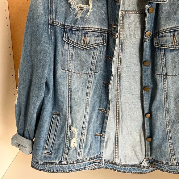Rachel Roy Distressed Denim Jacket - Picture 4 of 6